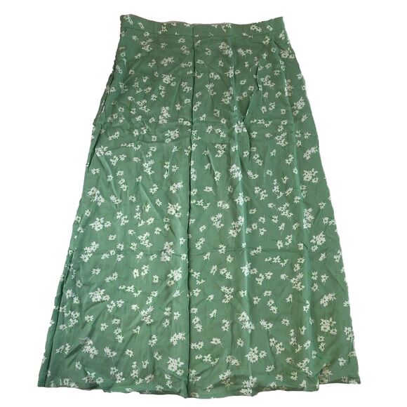 ASOS Womens Midi Slip Thigh Split Skirt sage green Daisy floral Size 12 NWOT - Picture 3 of 14